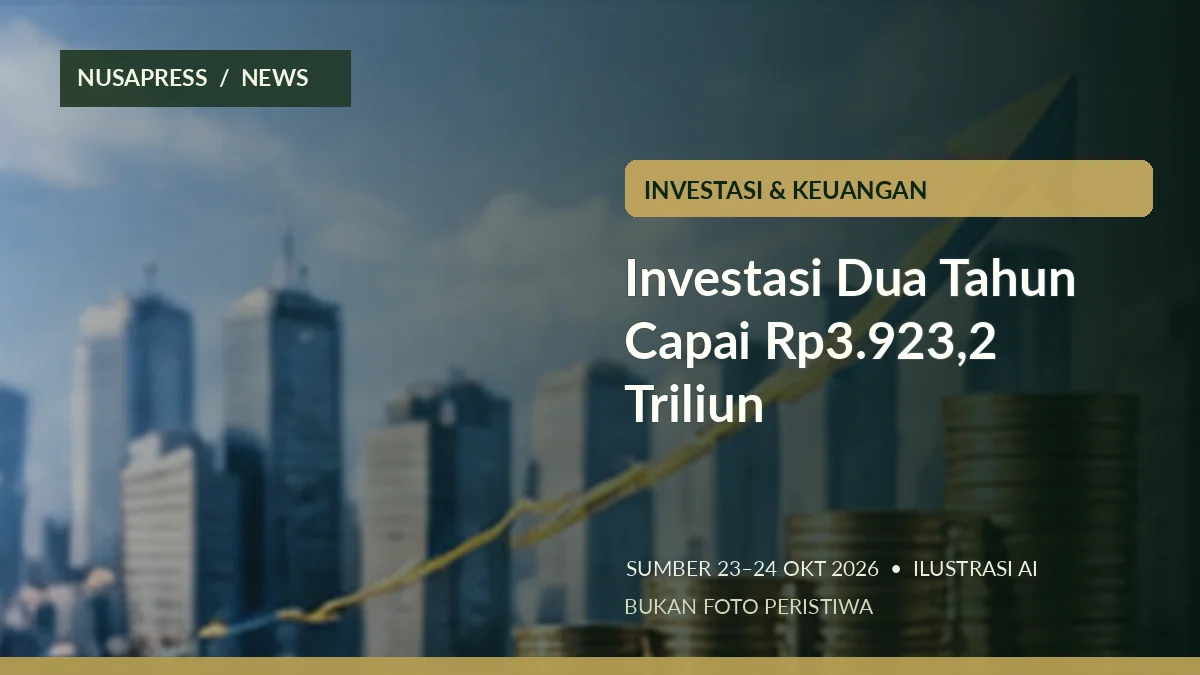 Ilustrasi editorial: realisasi investasi Rp3.923,2 triliun; bukan foto dokumentasi peristiwa