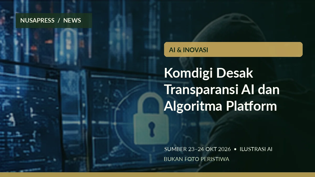 Ilustrasi editorial: transparansi AI dan algoritma platform; bukan foto dokumentasi peristiwa