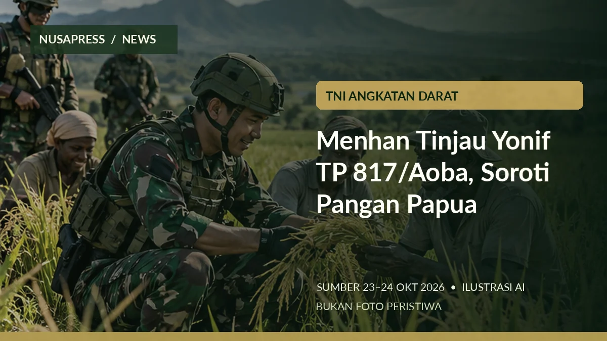 Ilustrasi editorial: Menhan Sjafrie Yonif TP 817 Aoba; bukan foto dokumentasi peristiwa
