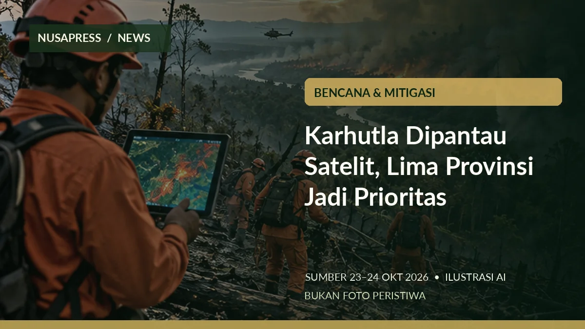 Ilustrasi editorial: penanganan karhutla berbasis satelit; bukan foto dokumentasi peristiwa