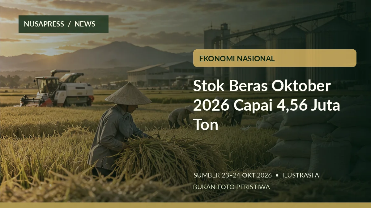 Ilustrasi editorial: stok beras Oktober 2026; bukan foto dokumentasi peristiwa